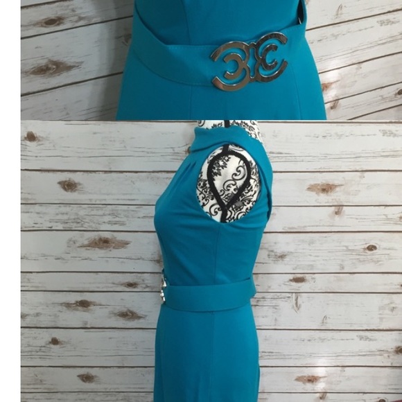 Pre Loved Caché Blue Green Dress - Picture 3 of 6